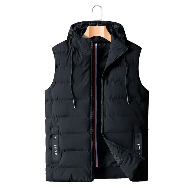 Жилет XL-8XL, максимальная грудь 148 см, теплый, осень, зима, новинка,, повседневный мужской жилет, Свободный жилет с капюшоном