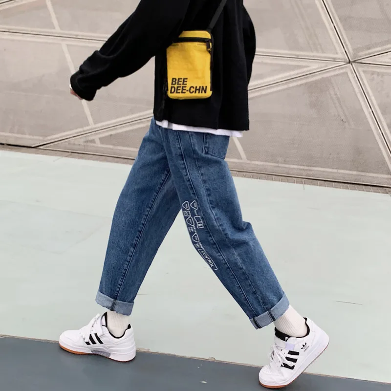 Весна-Осень 2020 новые молодежные мужские прямые вымытые свободные джинсы с