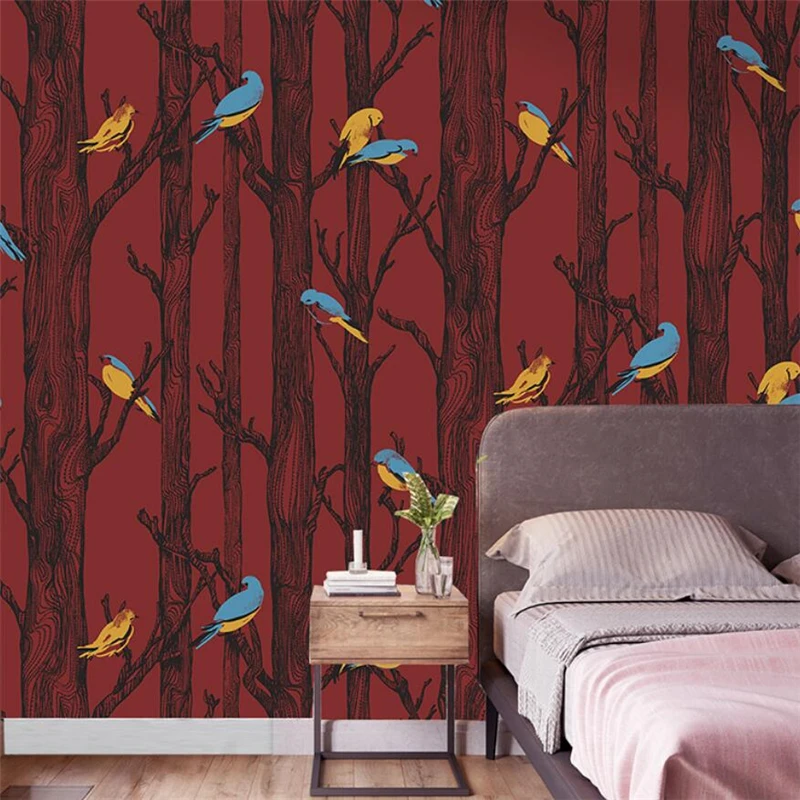 Обои в скандинавском стиле с цветами и птицами современные минималистичные не