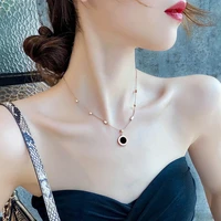 classic titanium steel roman numeral black and white disc pendant necklace fashion korean jewelry unusual womans clavicle chain