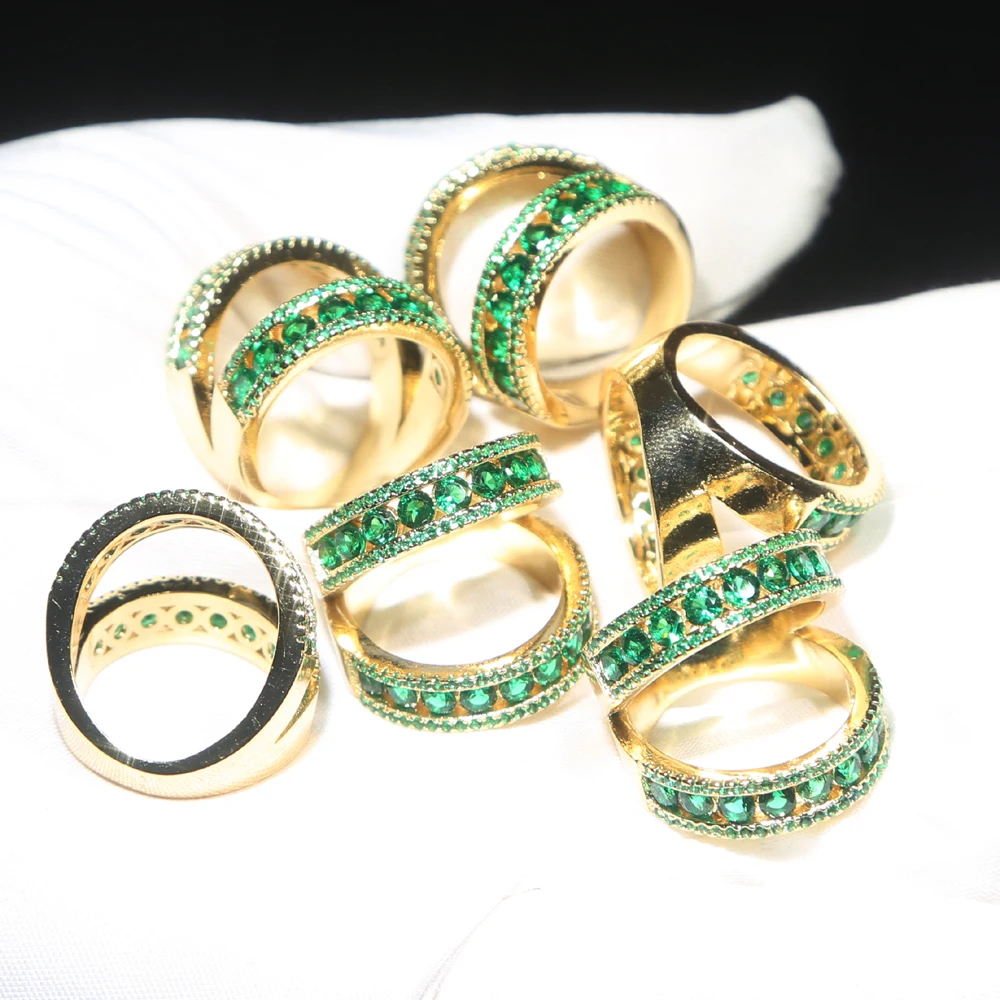 Новинка 2022 модное двухдиапазонное дизайнерское позолоченное кольцо с