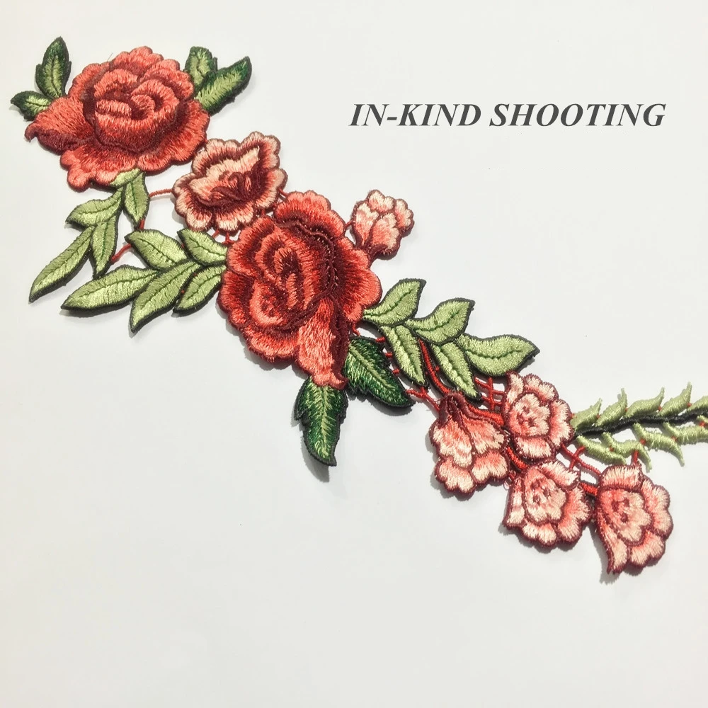 Роза Вышитые нашивки цветы стикер одежда Parches Para La Ropa аппликации вышивка цветок