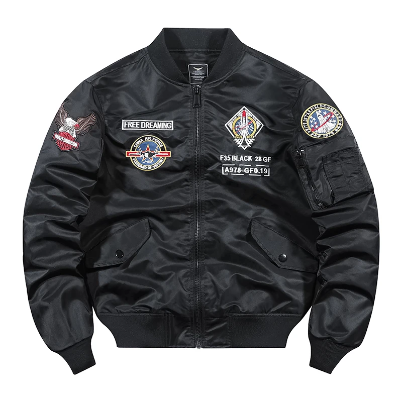 

Куртка-бомбер мужская с вышивкой, на молнии, весна-осень