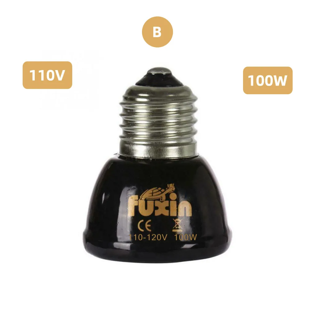 B 110V 100W E27 Pet Heating lamp Mini Infrared Ceramic Emitter Heat Bulb Pets Turtle Heating Light Box Warmer Light Bulbs 25/50/75/100W - Цвет: B 110V 100W