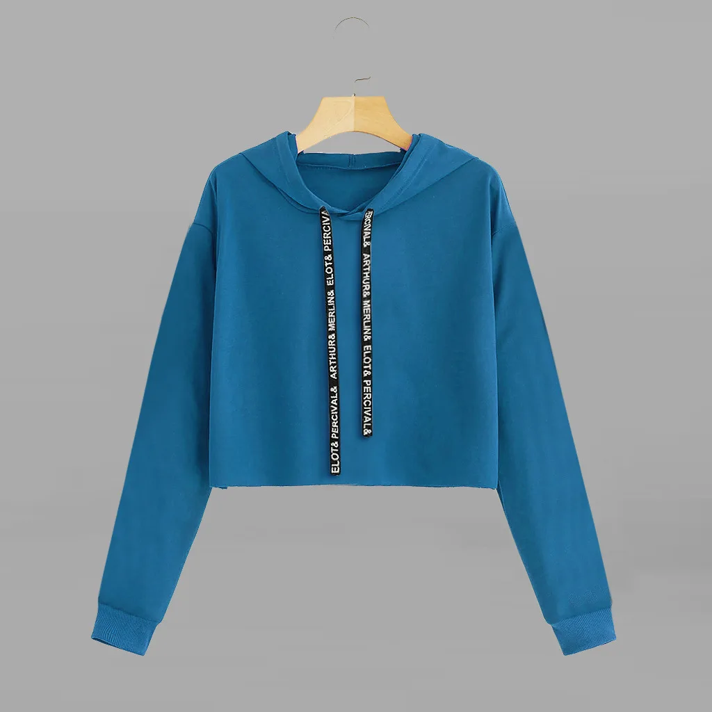 

Women Autumn New Swearshirts Cotton Long Sleeve Jumper Pullovers Printed Letter Hoodies Cosplay Costume Short Top-Clothing
