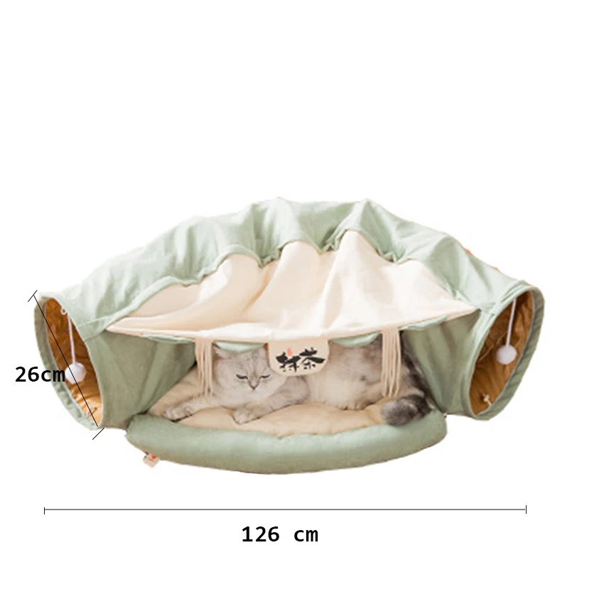 

Cat Bed Tunnel Collapsible Removeable Cat House Tube for Cats Puppy Pet Interactive Play Toys with Plush Balls Pet Supplies