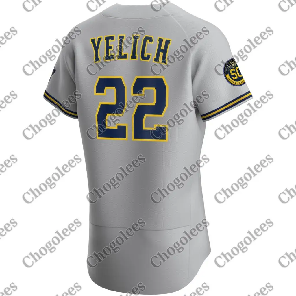 

Бейсбольная Джерси Christian Yelich Milwaukee Road 2020 игрока Джерси-Серый