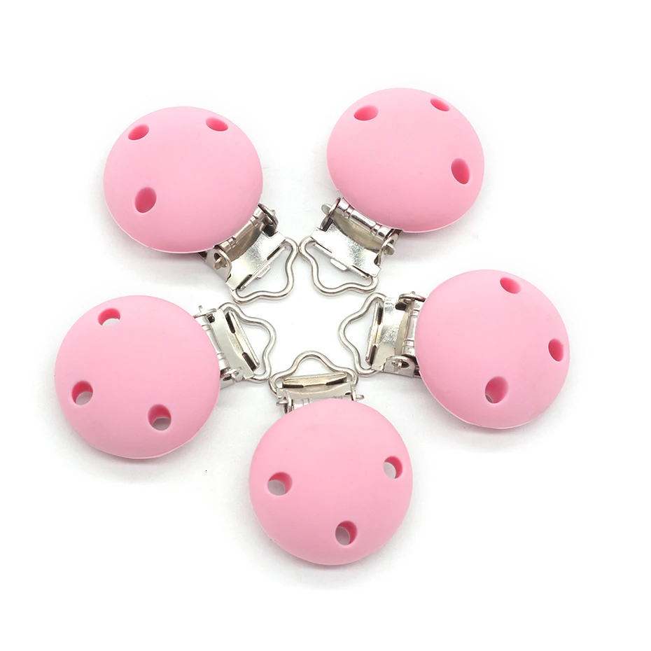 1pc Pink Детская Соска с зажимом, силиконовая соска, прорезыватель, держатель для соски, круглая мягкая слюнявчик, зажимы для полотенец, игрушки с пряжкой, товары для ухода за детьми, сделай сам - Цвет: 1pc Pink