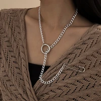 fashion jewelry chain necklace popular design single layer with round circle clip pendant necklace for women girl party gifts