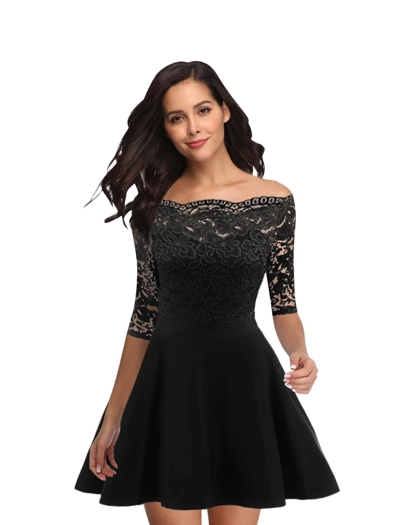 Винтажное кружевное вечернее платье с полурукавом Коктейльное для свинга