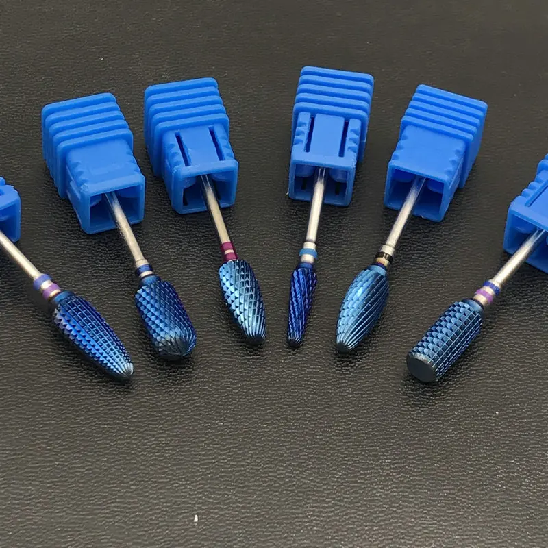 Синие вольфрамовые карбидные нано сверла с нанопокрытием для маникюра