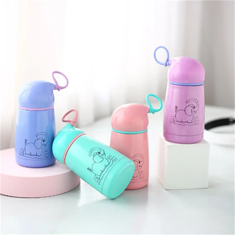 

Portable Bottle Stainless Steel Vacuum Flask Travel Coffee Thermo Mug Elephant Pattern Children Thermos Mug Thermo Cup 300Ml