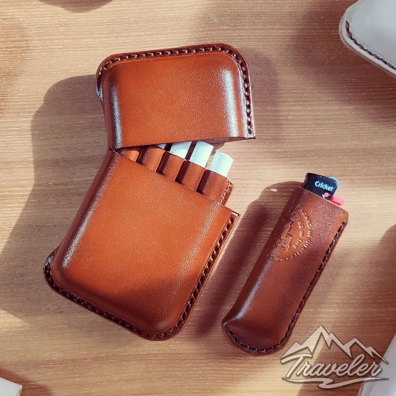 Портсигар ручной работы из воловьей кожи наборы зажигалок 10 палочек в стиле