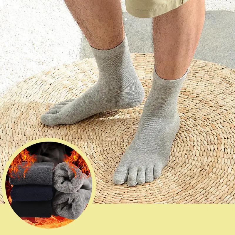 4 пара/лот теплые толстые носки с пятью пальцами мужские Модные Длинные хлопковые