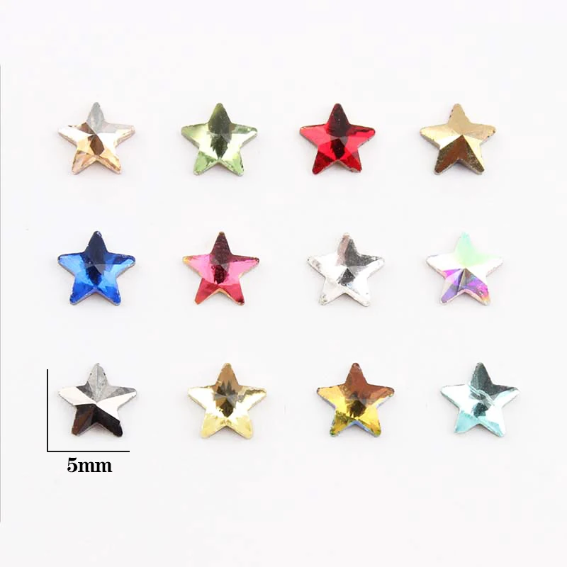 Горячая Распродажа звезда 5 мм Стразы для дизайна ногтей florescent плоские Необычные