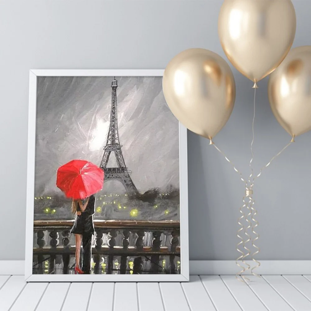 Алмазная вышивка HUACAN с железной башней полная выкладка крестиком уличный пейзаж