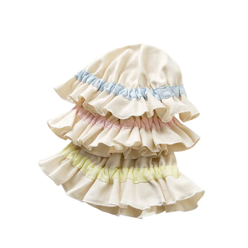 Цветная хлопковая шляпа для новорожденных кружевная с козырьком шляпы принцессы