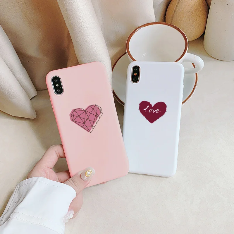 

Phone Case For iPhone 12 11 13 Pro Max for iphone X XR XS Max 6s 7 8 Plus SE 2020 Cute Cartoon Love Heart Soft Silicone Cover