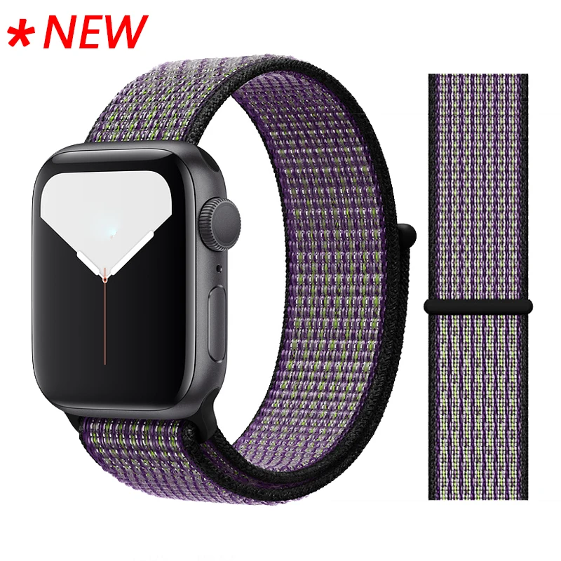 Для наручных часов Apple Watch, версии 3/2/1 38 мм 42 мм нейлон мягкий дышащий нейлон для наручных часов iWatch, сменный ремешок спортивный бесшовный series4/5 40 мм 44 мм - Цвет ремешка: 55 Desert sand