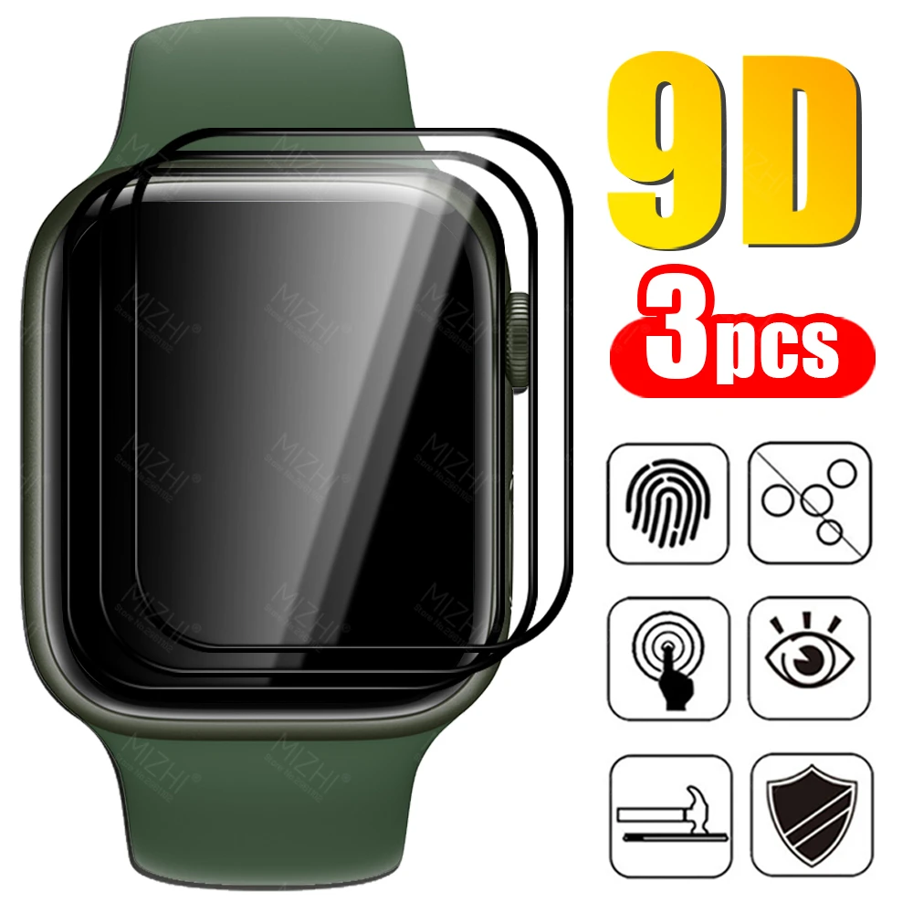 

3pcs full cover tempered glass for apple iwatch 7 45mm 41mm screen protector for apple iwatch7 i watch 41mm 45mm protective film