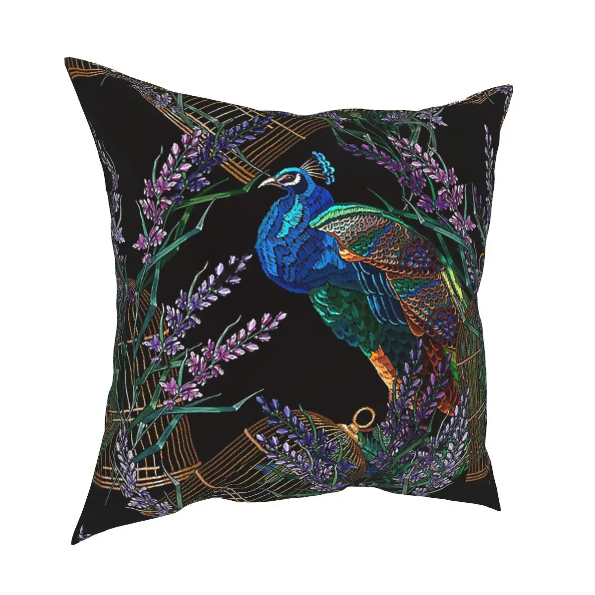 

Наволочка с изображением павлина и лаванды, квадратная 18 дюймов