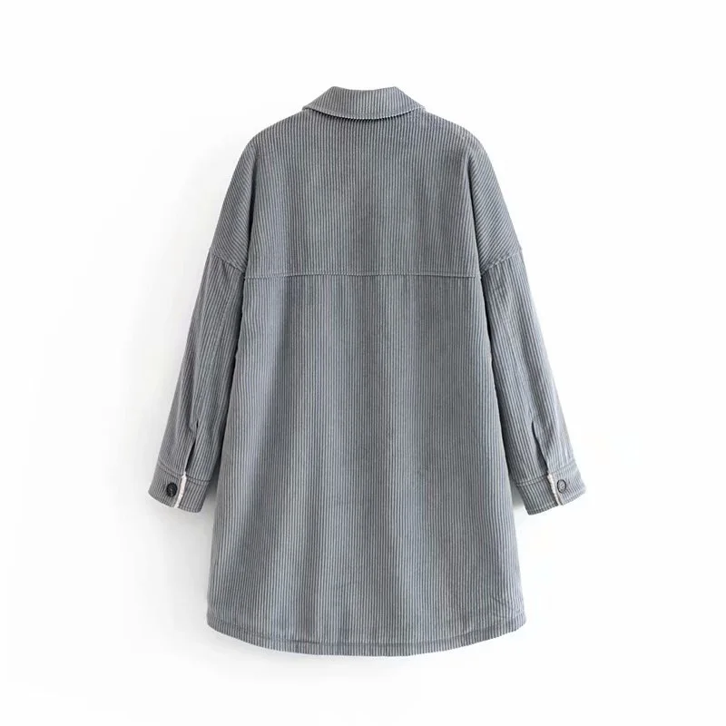 

Autumn and winter women's jacket casual solid color lapel long sleeve pocket decorative jacket