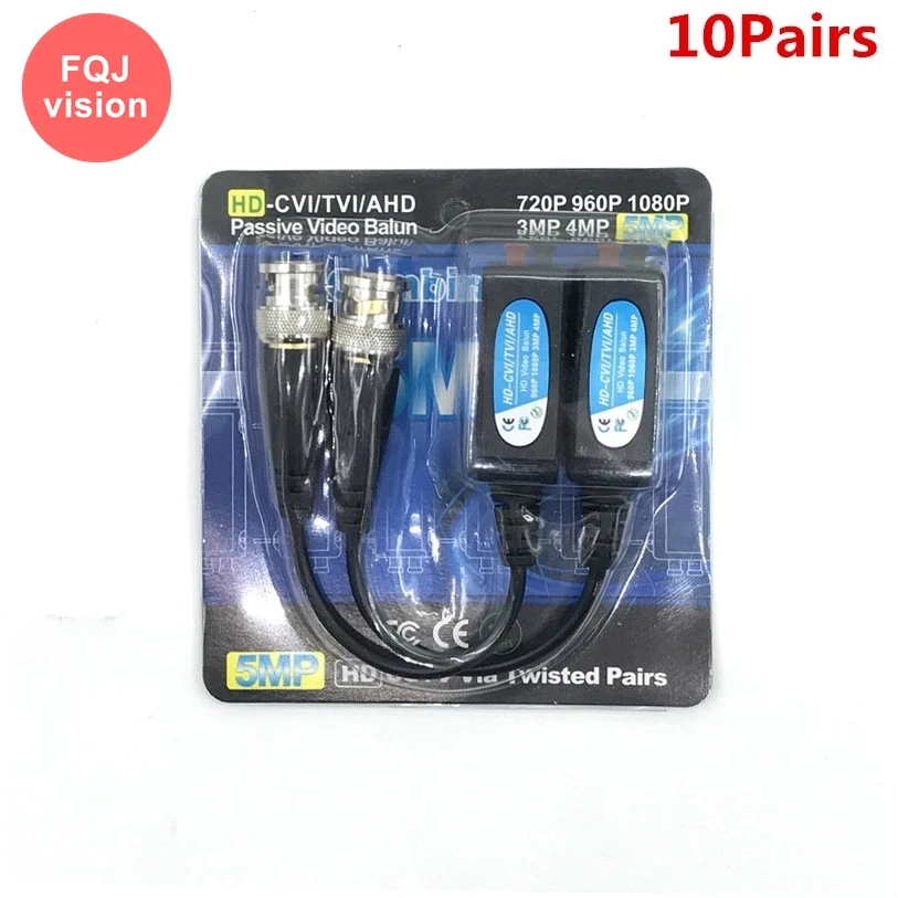 10 Pairs 5MP CCTV Camera Passive Video Balun BNC Connector Twisted Transmission Transceiver for HD 2MP 3MP 5MP AHD Camera