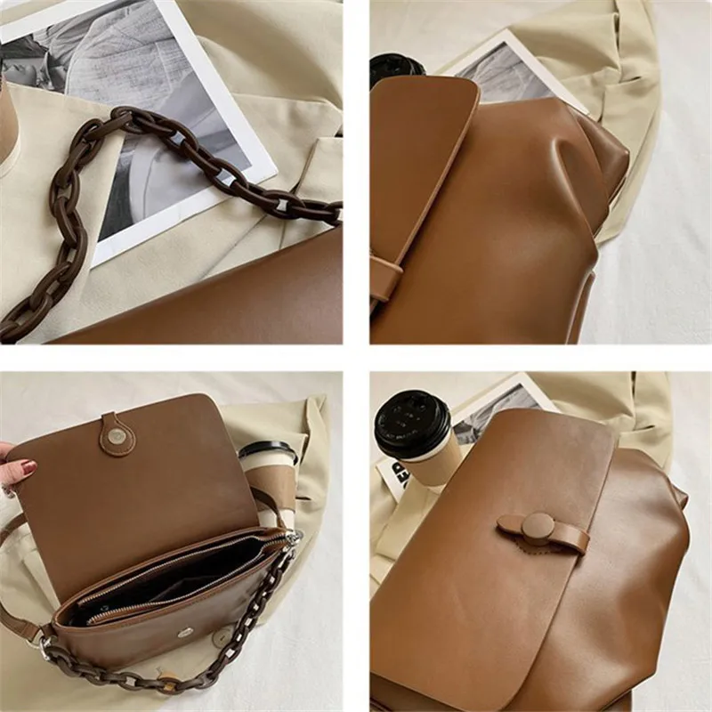 

Artificial Leather Crossbody Bags For Women New Youth Shoulder Bag Chain Lady Fashion Bags Small Designer Unique Solid Color