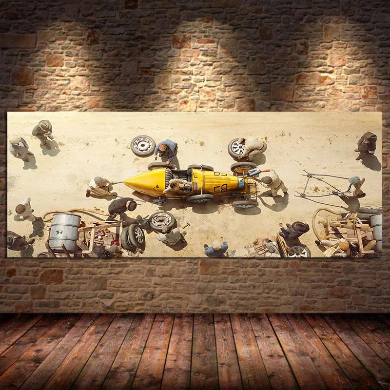 

Racing Car Repair Canvas Painting Poster and Prints Hoom Decor Cuadros Wall Art Picture for Living Room Home Decoration Unframed