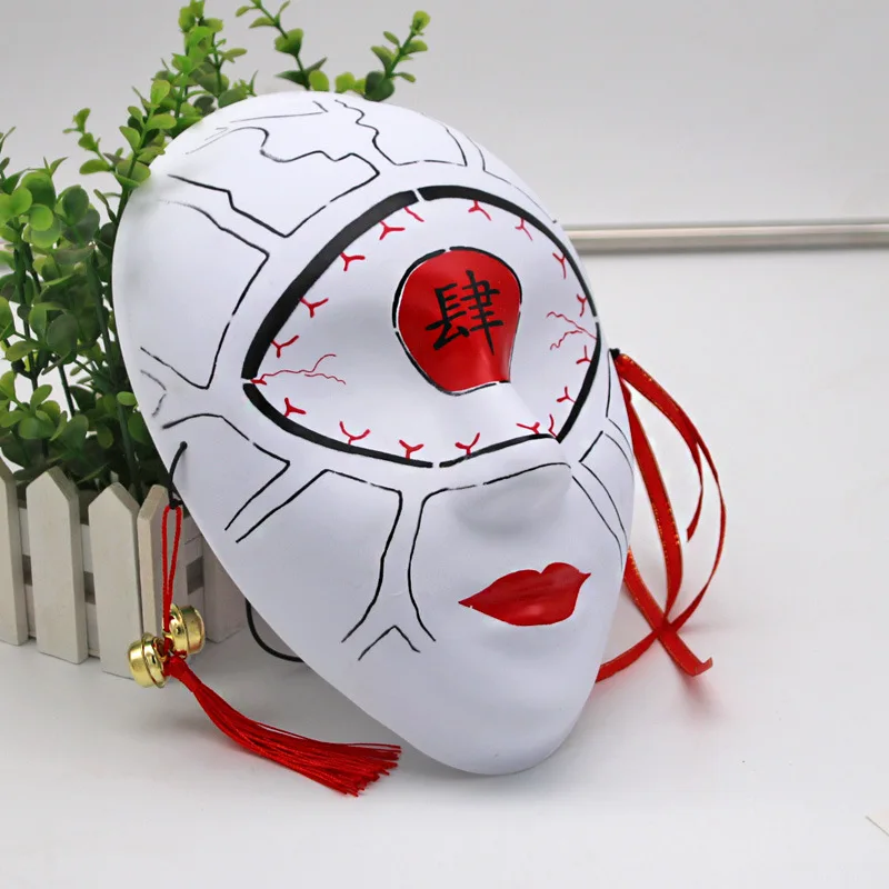 

Japan Hot Anime Demon Slayer Cosplay Mask Nakime Headgear Full Face Mask Halloween Christmas Party Performing Props