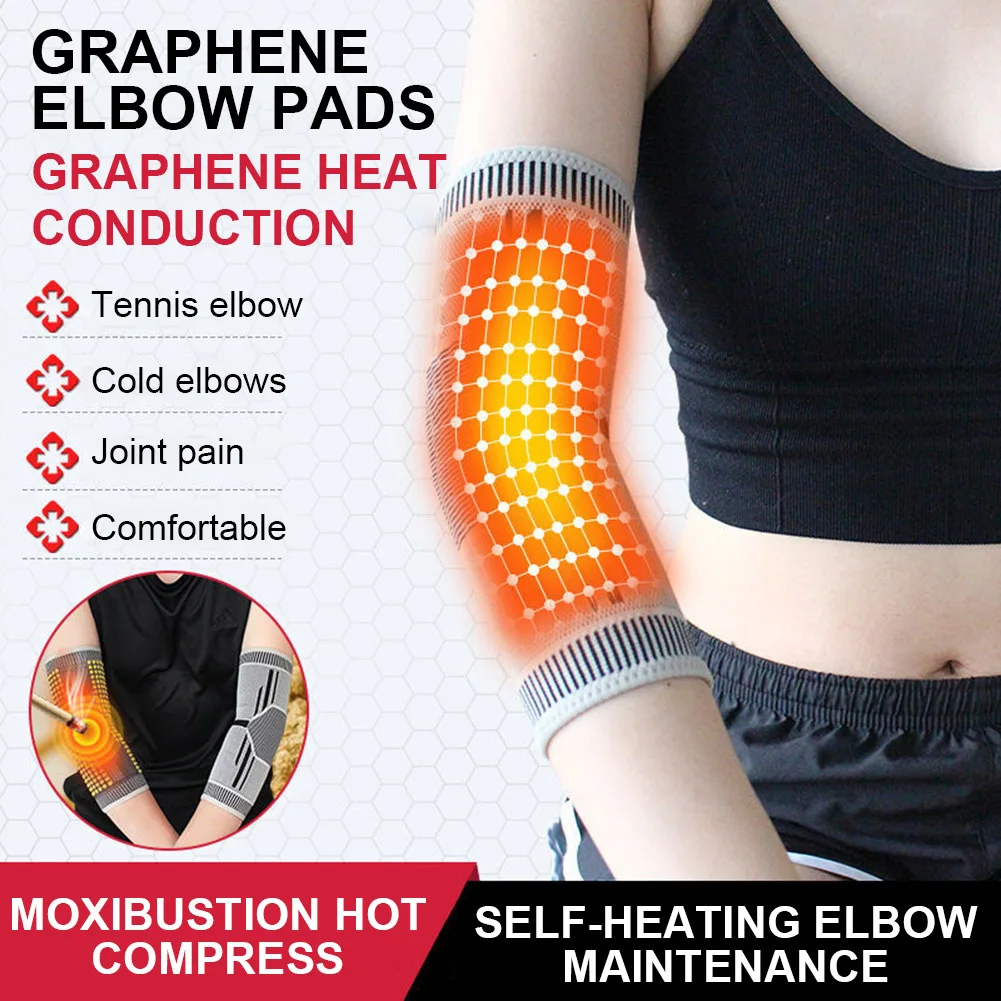 

2 Pcs Self Heating Elbow Support Pad Arm Compression Support Elbow Sleeve Protector for Tendonitis Tennis Outdoor Activities