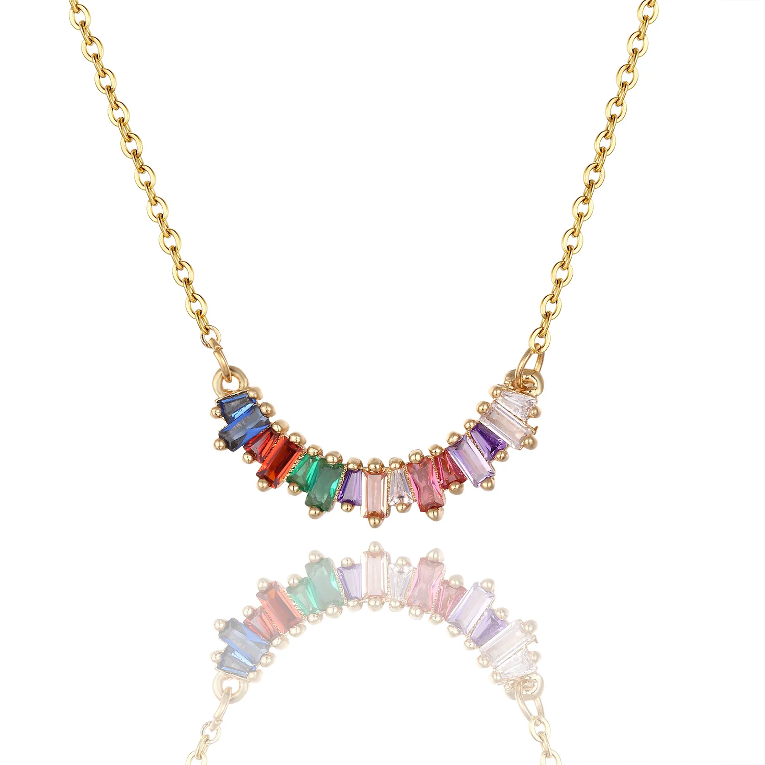 2020 Высокое качество радужная багета Cz Bar геометрический кулон и ожерелья