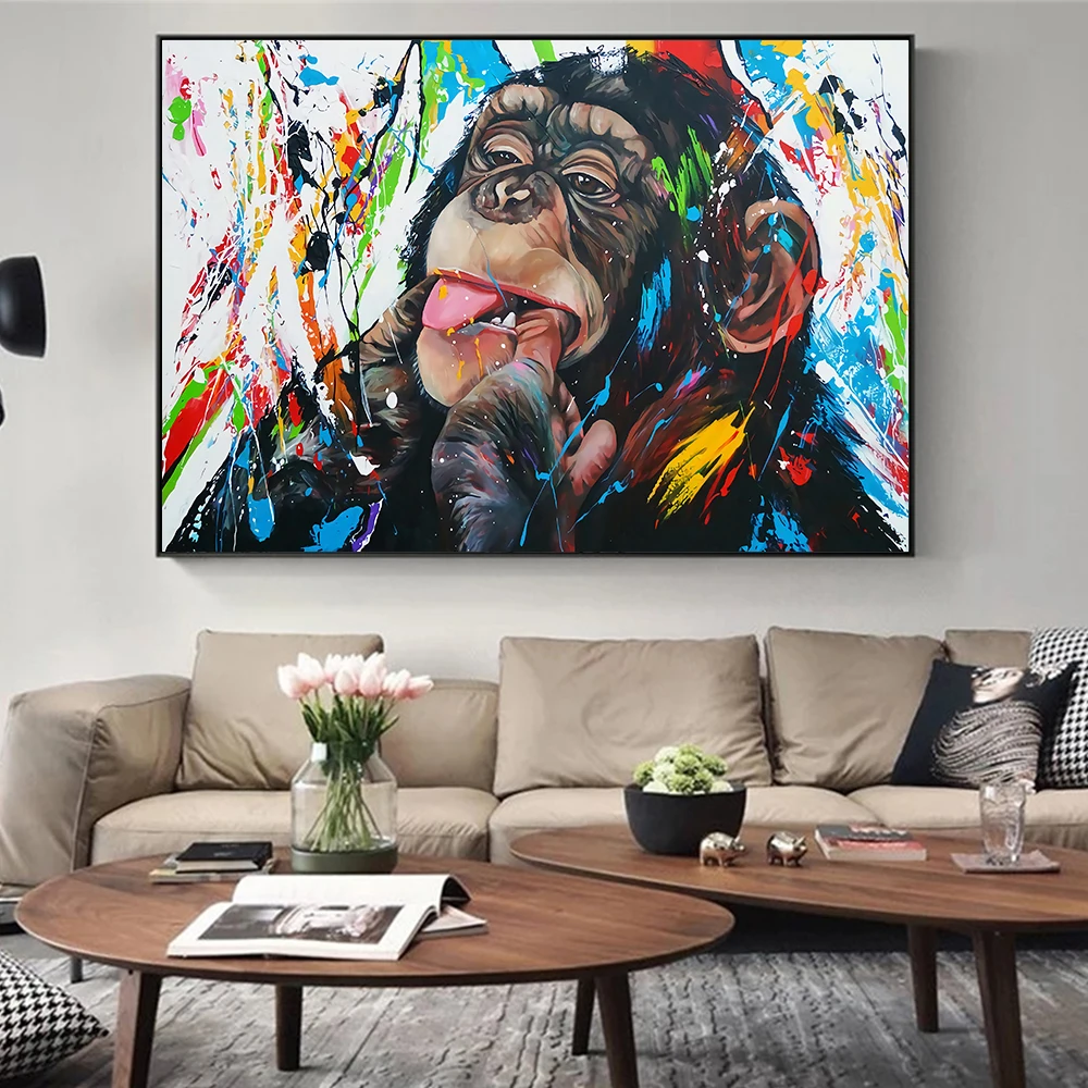 

Abstract DJ Monkey Modern Graffiti Art HD Canvas Painting Posters Print Wall Art for Living Room Home Decor No Frame Cuadros