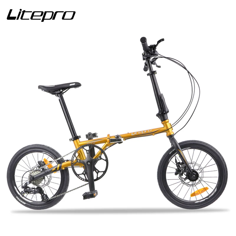 Litepro складной велосипед хромомолибденовый стальной дисковый тормоз 9-скоростной