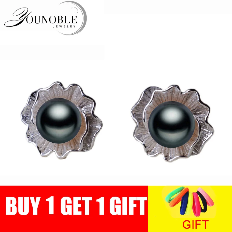 Женские серьги с натуральным жемчугом гвоздики из серебра 925 пробы подарок на