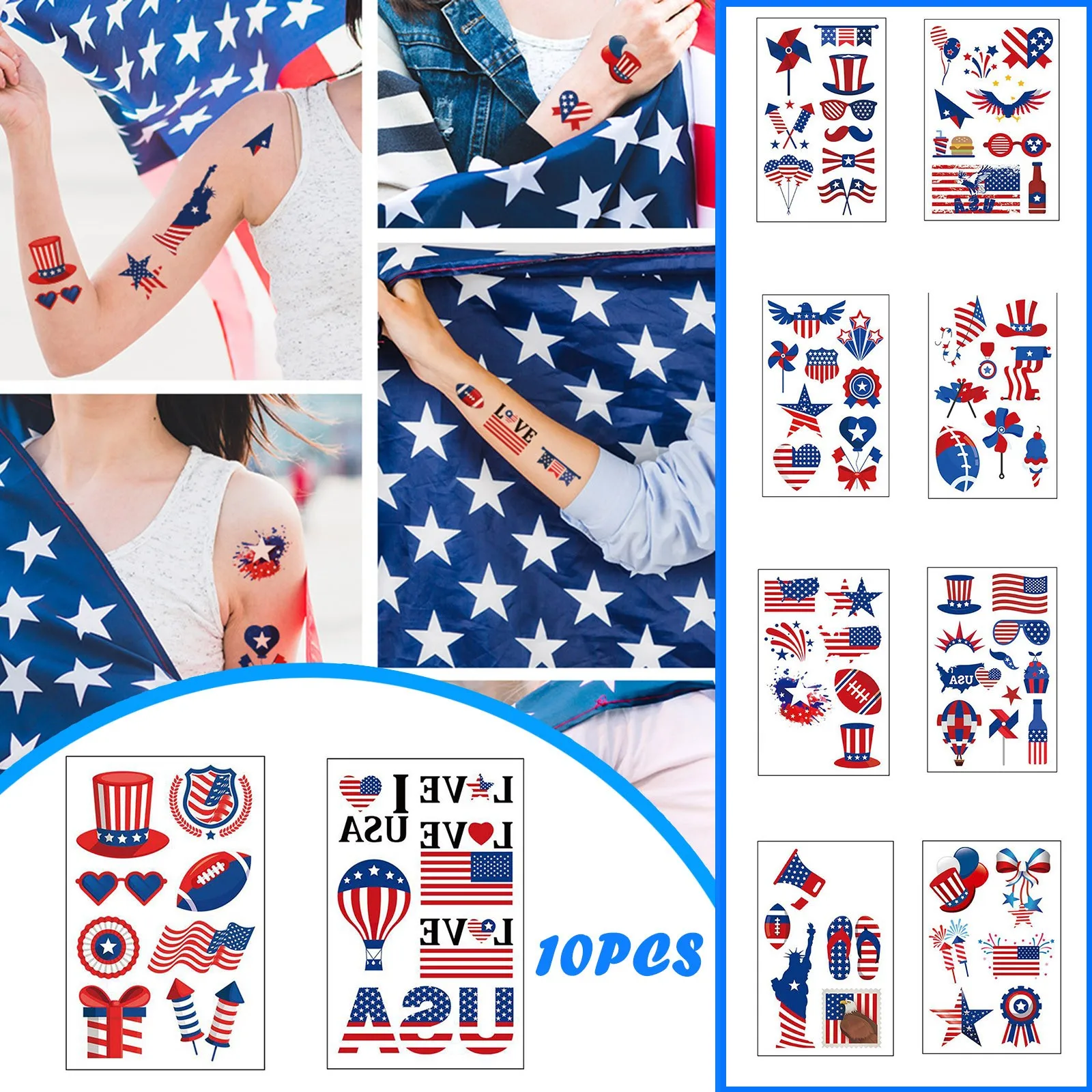 Патриотическая Временная тату-наклейка 10 шт. |