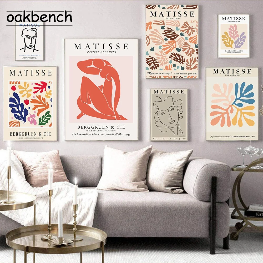 

Abstract Matisse Girl Wall Art Canvas Painting Coral Colorful Leaf Posters And Prints Nordic Wall Pictures For Living Room Decor