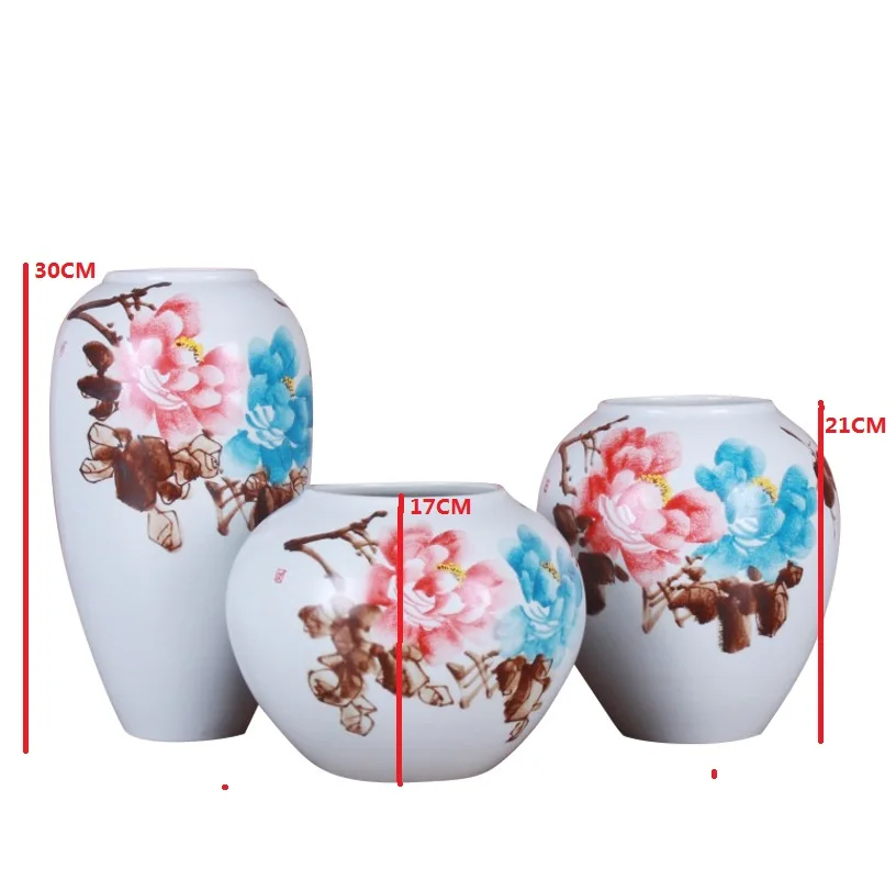 vase decoration home Jingdezhen Ceramic modern hand-painted pattern Zen meaning small flower three sets of ornaments | Дом и сад