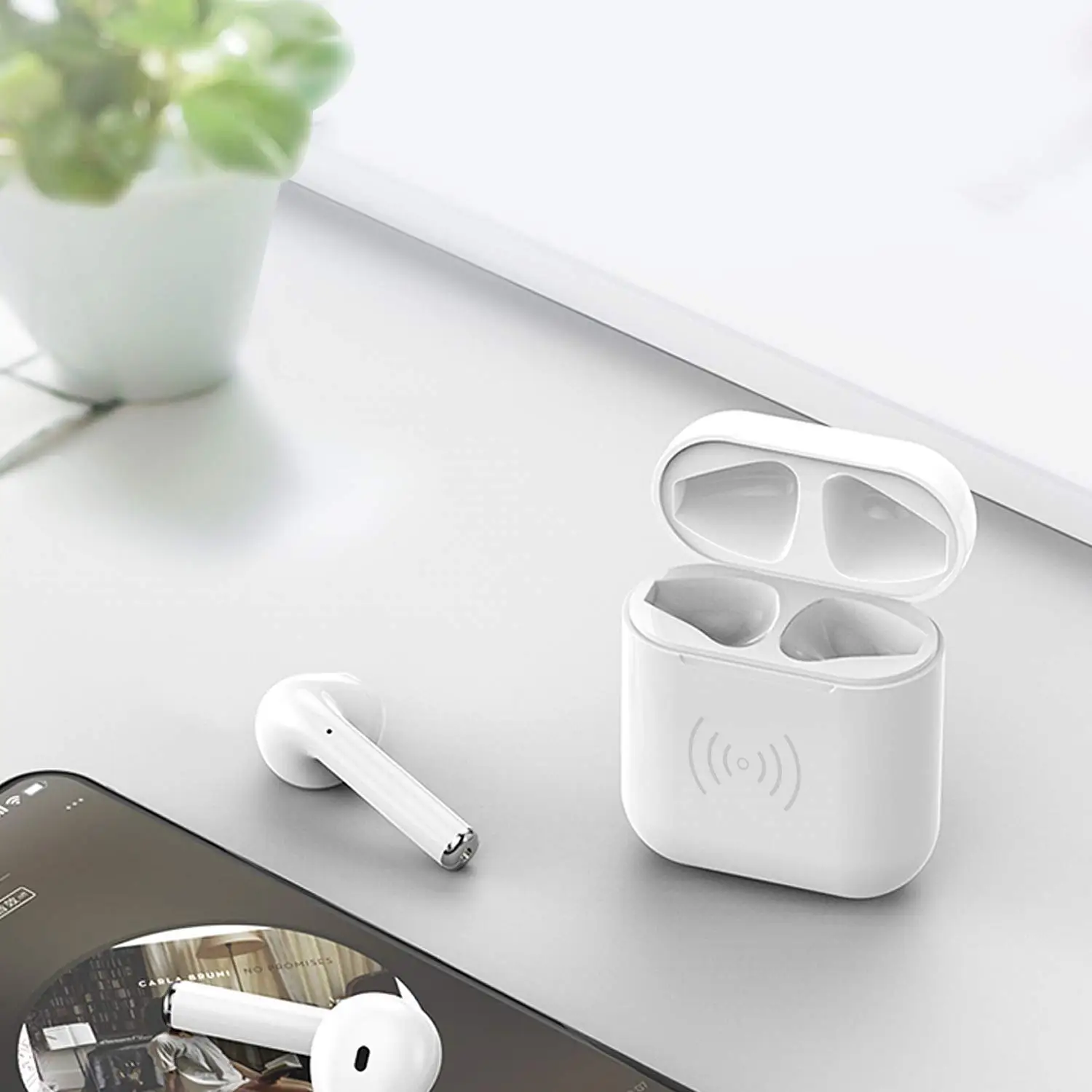 Стандартный беспроводной чехол для зарядки Airpods QI Airpods, чехол для беспроводного зарядного устройства, совместимый с любым беспроводным зарядным устройством