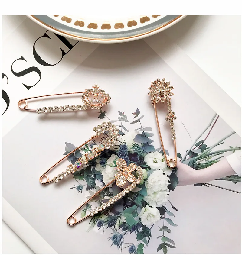 2021 Стразы Броши с булавкой в форме банта большие булавки брошь для женщин платье