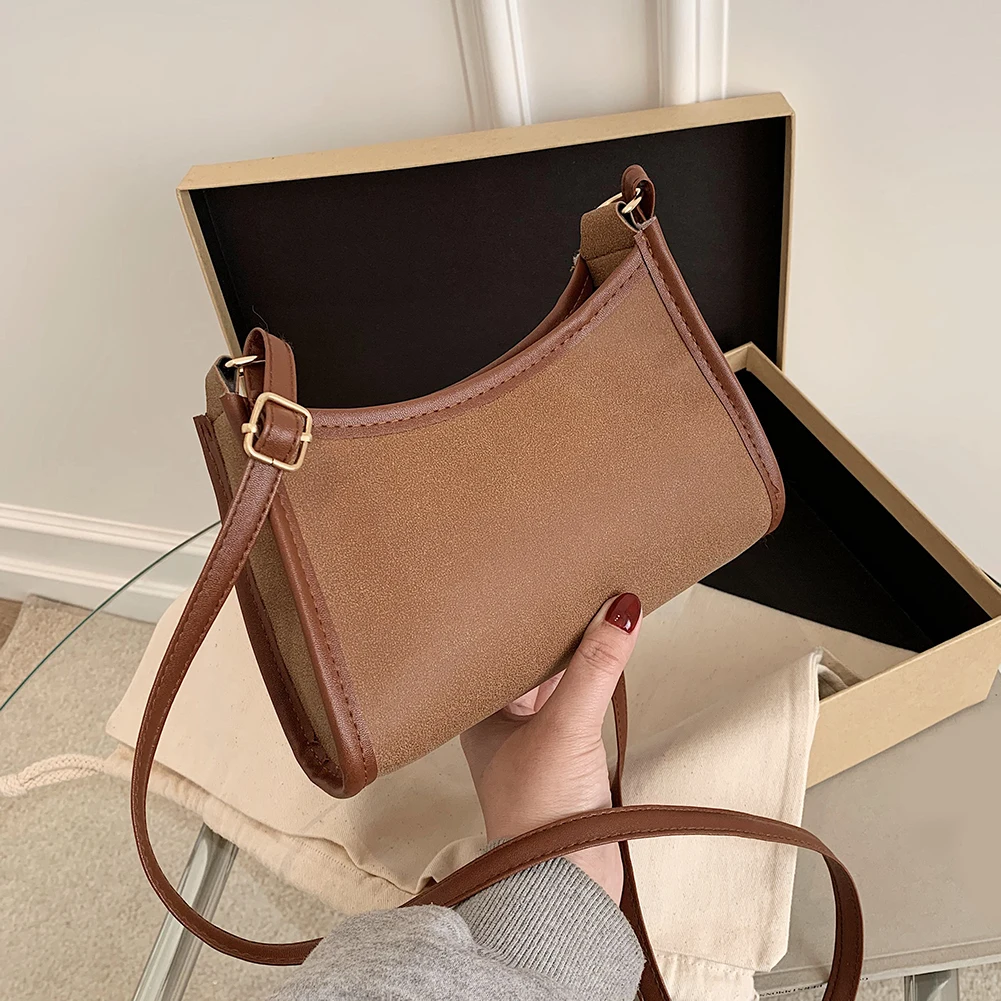 

Popular Simple Female Daily Bag Ladies Fashion Exquisite Shopping Bags Scrub PU Leather Retro Messenger Bags