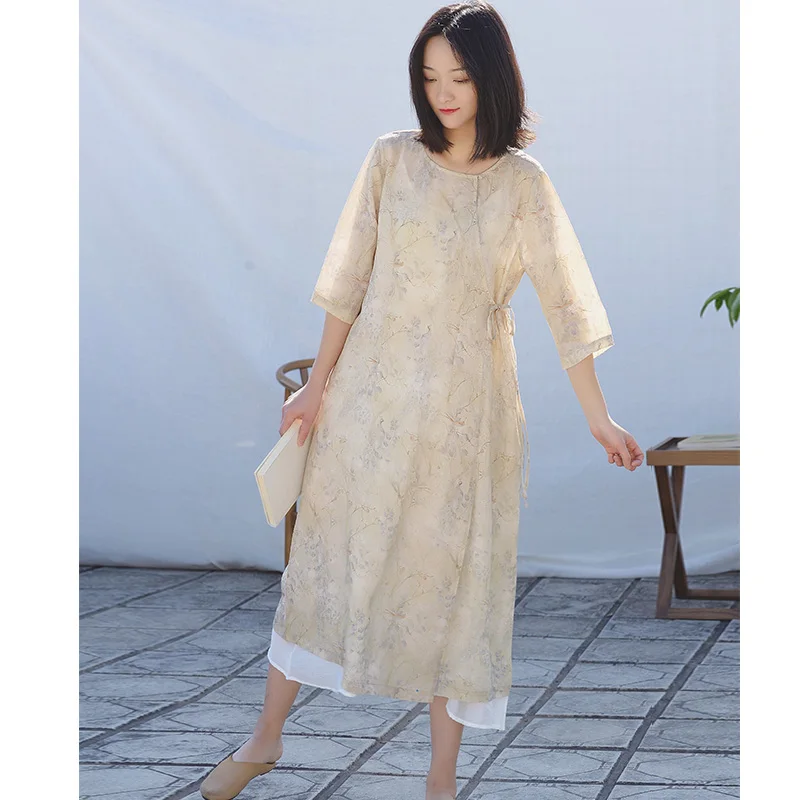 Женское платье в стиле ретро с круглым вырезом и рукавом 2020 | Женская одежда