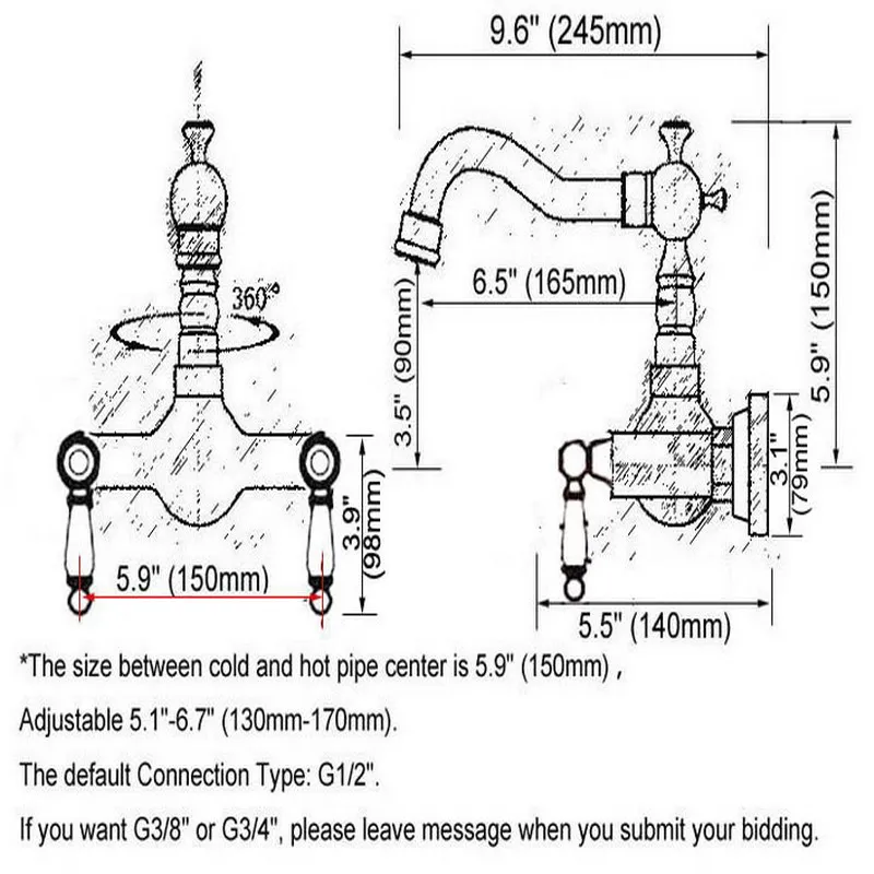 Полированный хромированный латунный настенный кухонный поворотный кран для