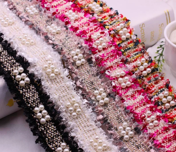 5 ярдов пластиковые жемчужные вышитые бисером кружева 3 см одежда воротник