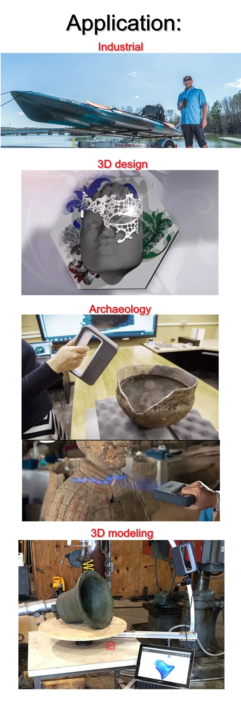 Более удобный ручной портативный мульти-чувство цвета 3D сканер