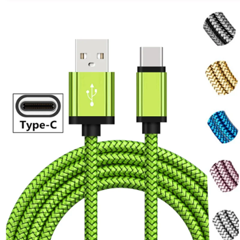 Нейлоновый USB-кабель Type-c для Huawei Honor P9 Lite 8x Max P10 7c 7x9x20 Pro 1 м 2 4 А быстрая зарядка |