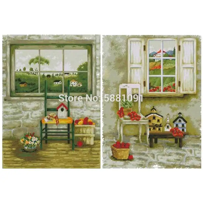 

Scenery outside the window Counted Cross Stitch 11CT 14CT 18CT DIY Cross Stitch Kits Embroidery Needlework Sets home decor