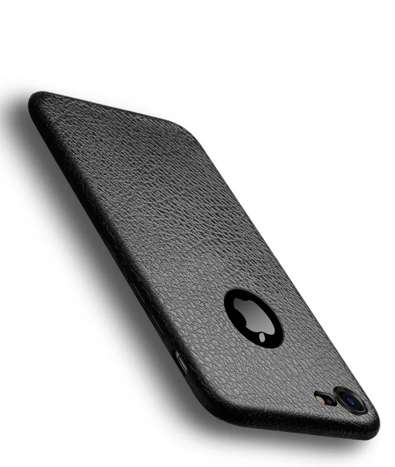 Leather Pattern Phone Case for iphone XR X XS Max Shockproof Soft TPU Back Cover Shell Exposed Trademark 6 7 8|Бамперы| |
