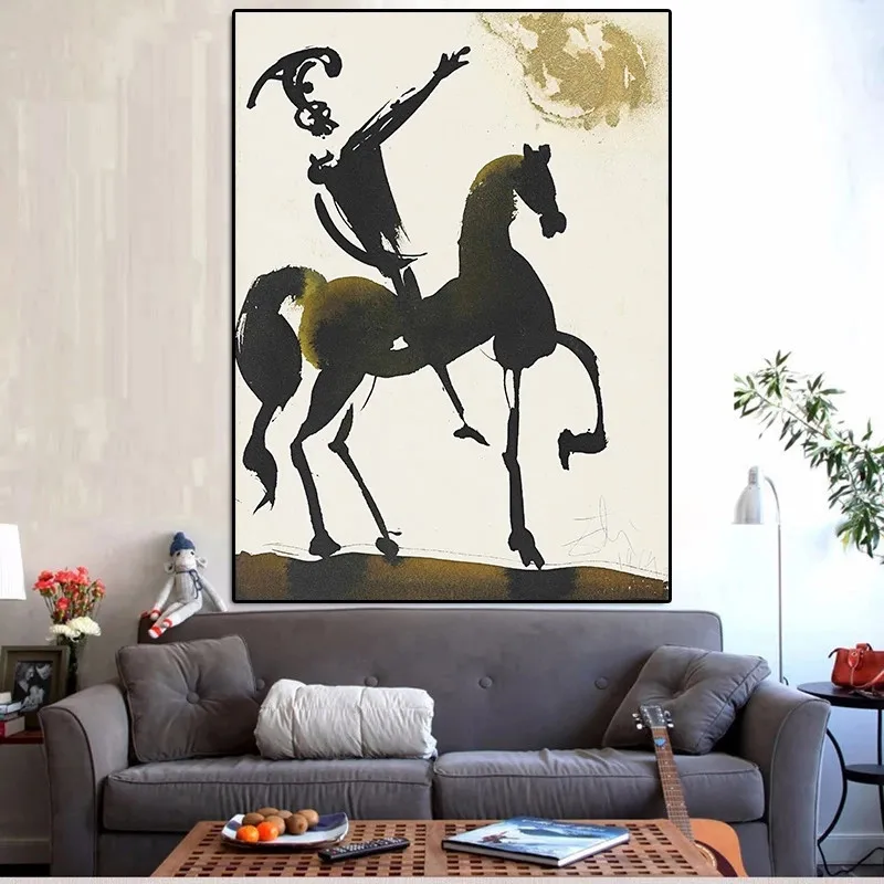 

Abstract Equestrian Warrior By Salvador Dali Canvas Painting Posters and Prints Cuadros Wall Art Pictures For Home Decoration