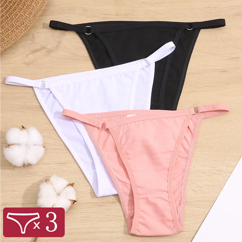 

3Pcs/Set M-XXL Cotton Panties for Women Sexy Low Rise Briefs Lingerie Plus Size Solid Color Underwear Girls Intimates Underpants